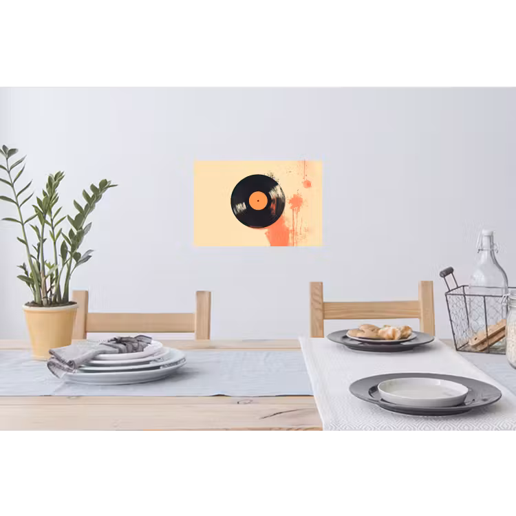 Muursticker - Vinylplaat - Zwart - Verfspatten - Retro — 3