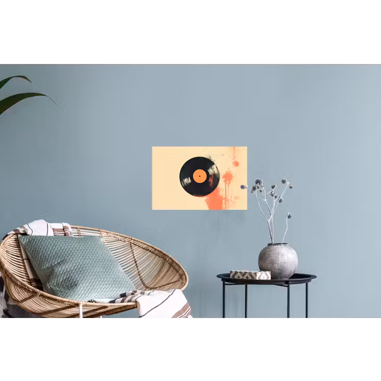 Muursticker - Vinylplaat - Zwart - Verfspatten - Retro — 4