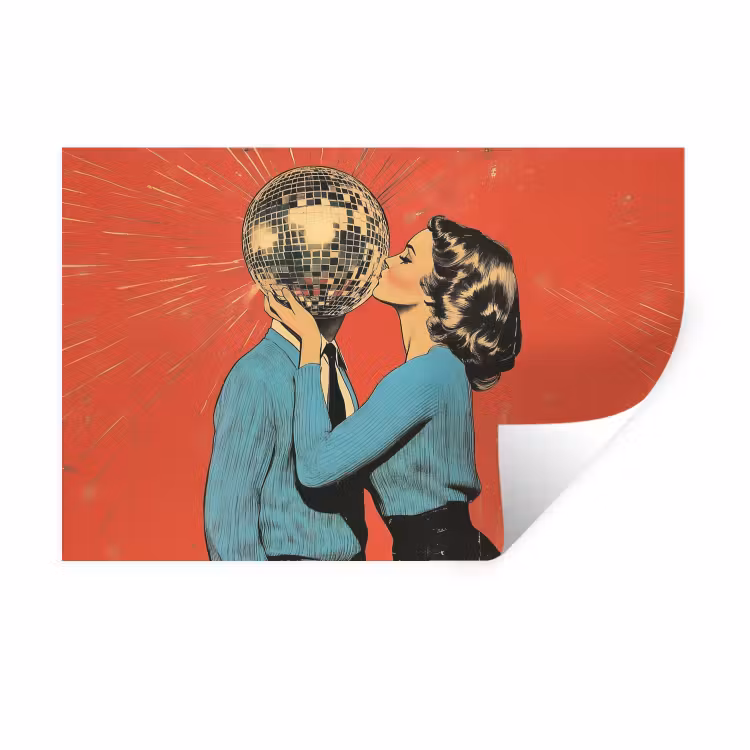 Muursticker - Vrouw - Retro - Discobal - Kus — 1