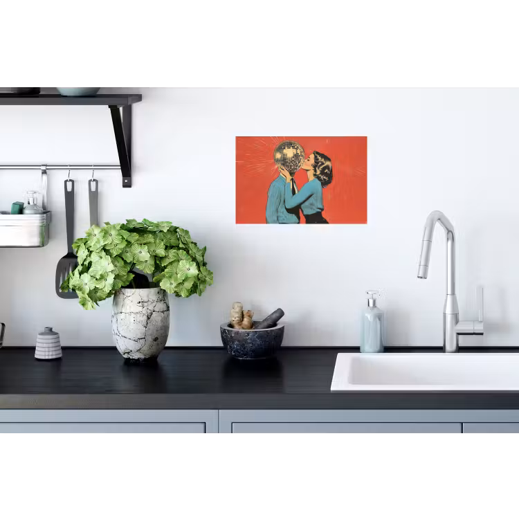 Muursticker - Vrouw - Retro - Discobal - Kus — 2
