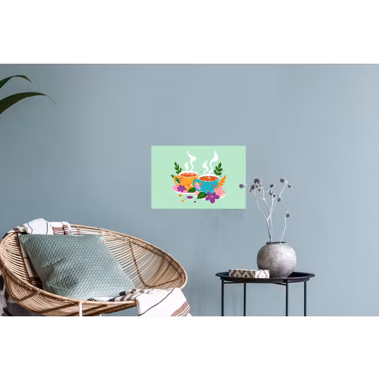 Muursticker - Thee - Illustratie - Kopjes - Bloemen — 4