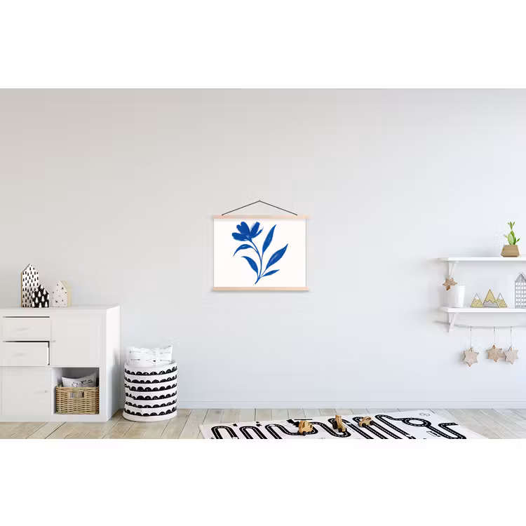 Schoolplaat - Bloem - Blaadjes - Minimalistisch - Blauw — 3