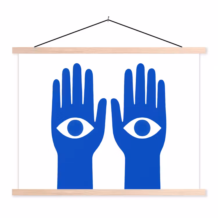 Schoolplaat - Handen - Twee - Ogen - Blauw — 1