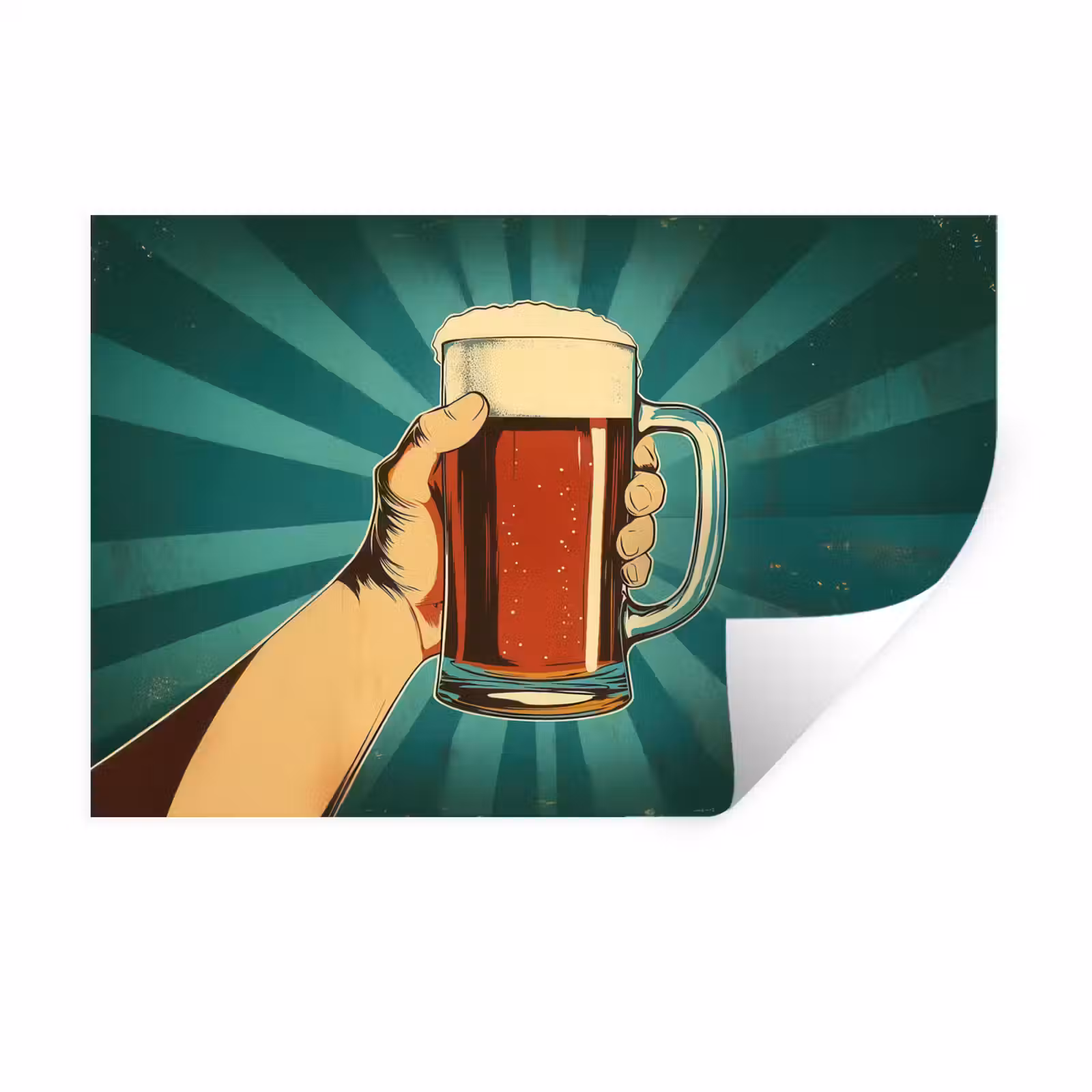 Muursticker - Bierglas - Schuim - Retro - Groen — 1