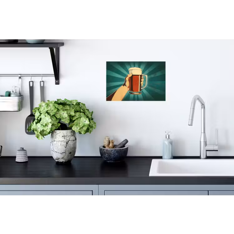 Muursticker - Bierglas - Schuim - Retro - Groen — 2