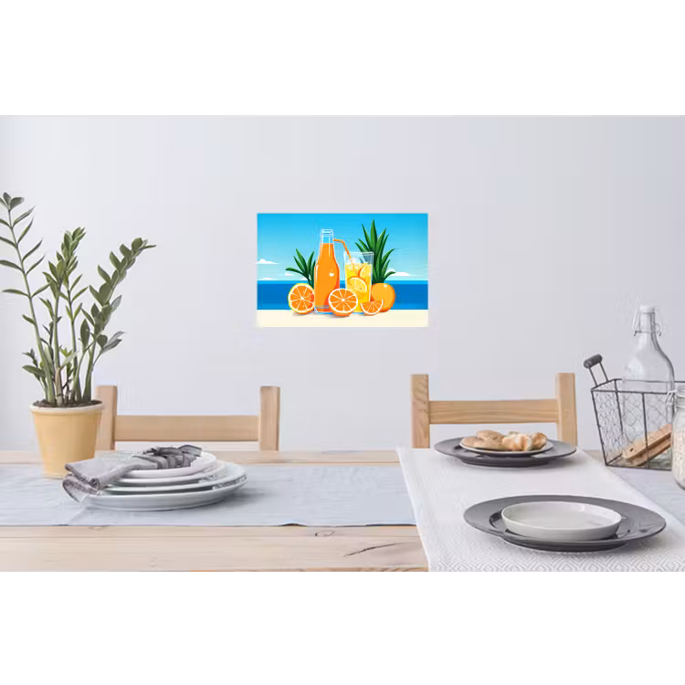 Muursticker - Sinaasappels - Ijsblokjes - Zee - Illustratie — 3
