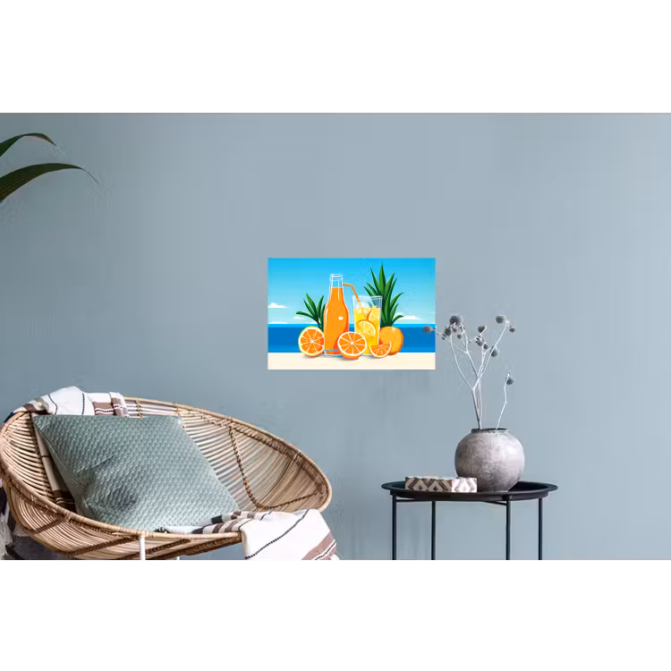 Muursticker - Sinaasappels - Ijsblokjes - Zee - Illustratie — 4