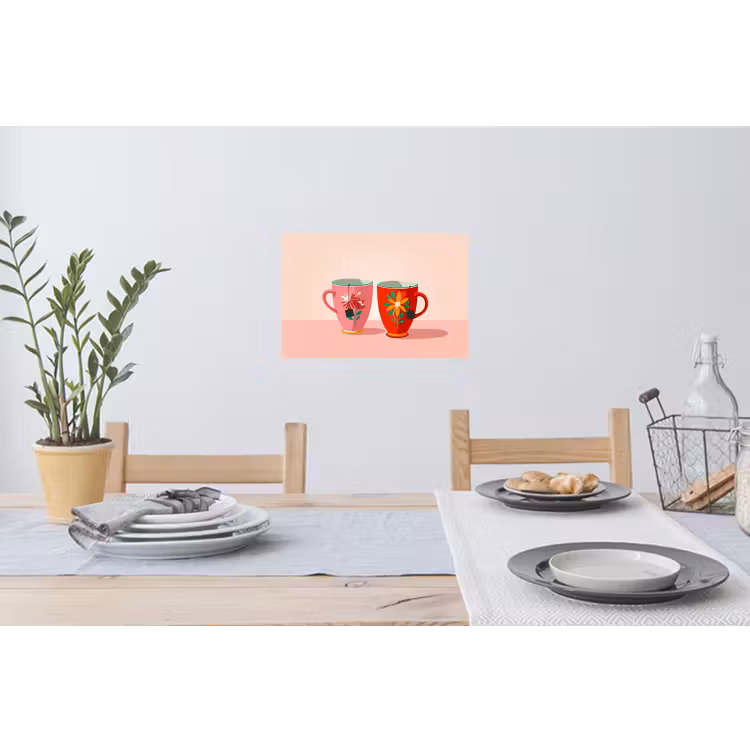 Muursticker - Theekopjes - Bloemmotieven - Roze - Theezakjes — 3