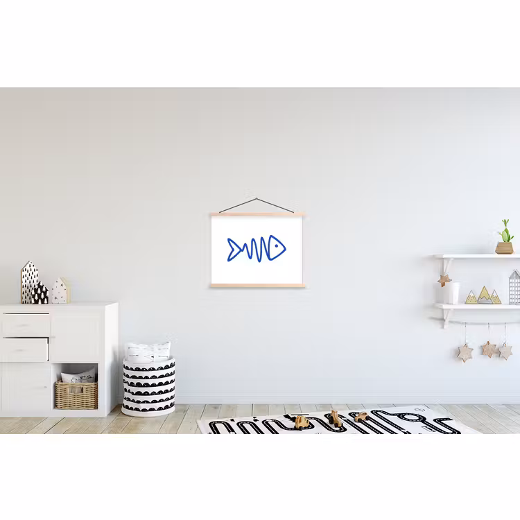 Schoolplaat - Vis - Minimalistisch - Blauw - Lijn — 3