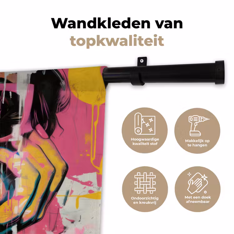 Wandkleed - Vrouw met Zonnebril Sigaret Pop Art — 3