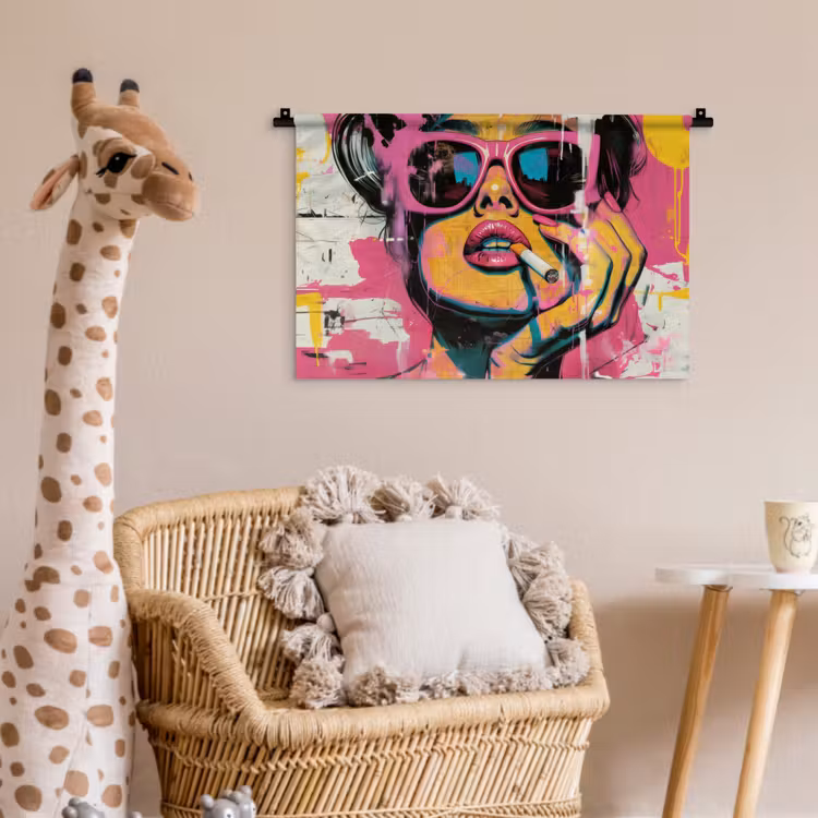 Wandkleed - Vrouw met Zonnebril Sigaret Pop Art — 5