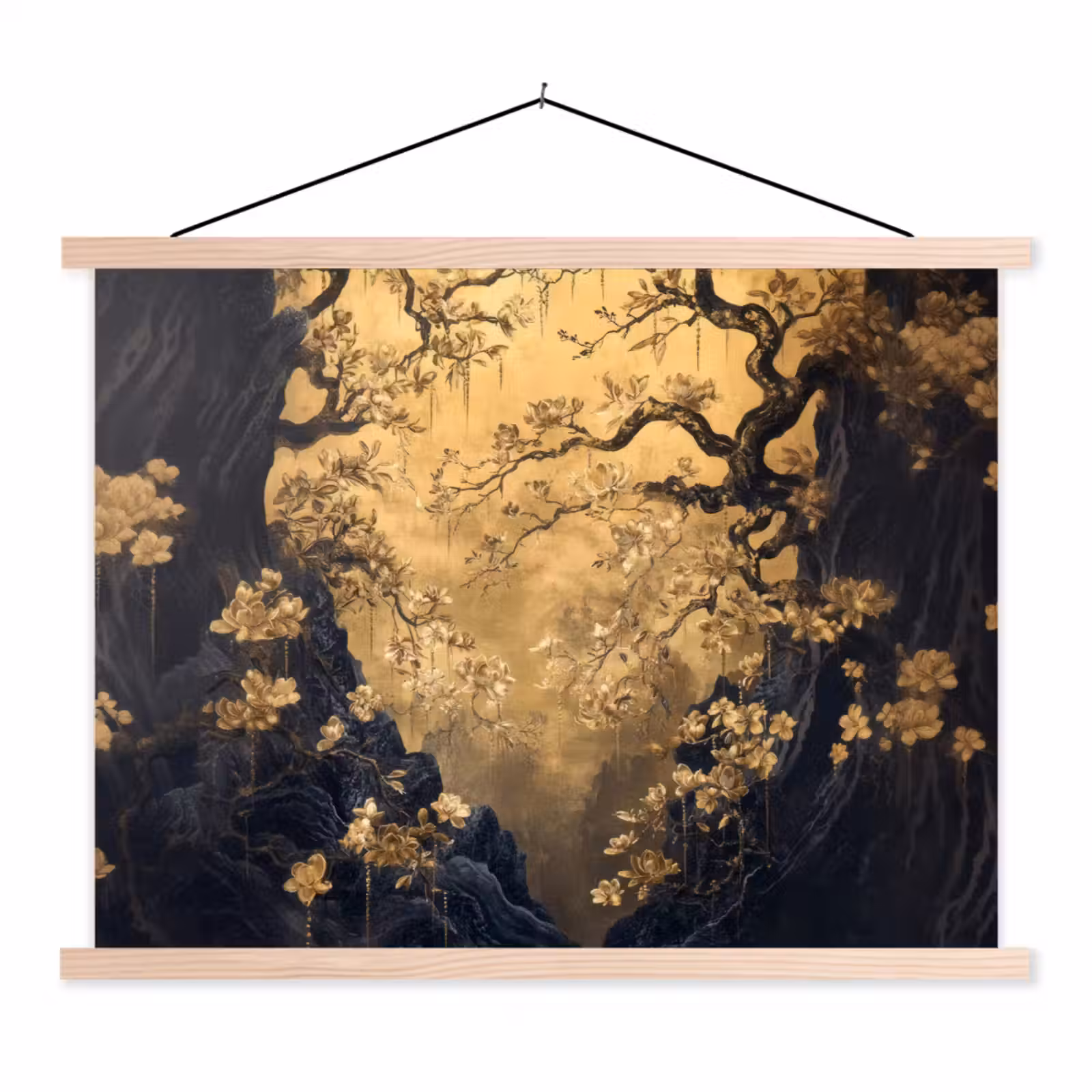 Schoolplaat - Bloemen - Takken - Goud - Sierlijk — 1