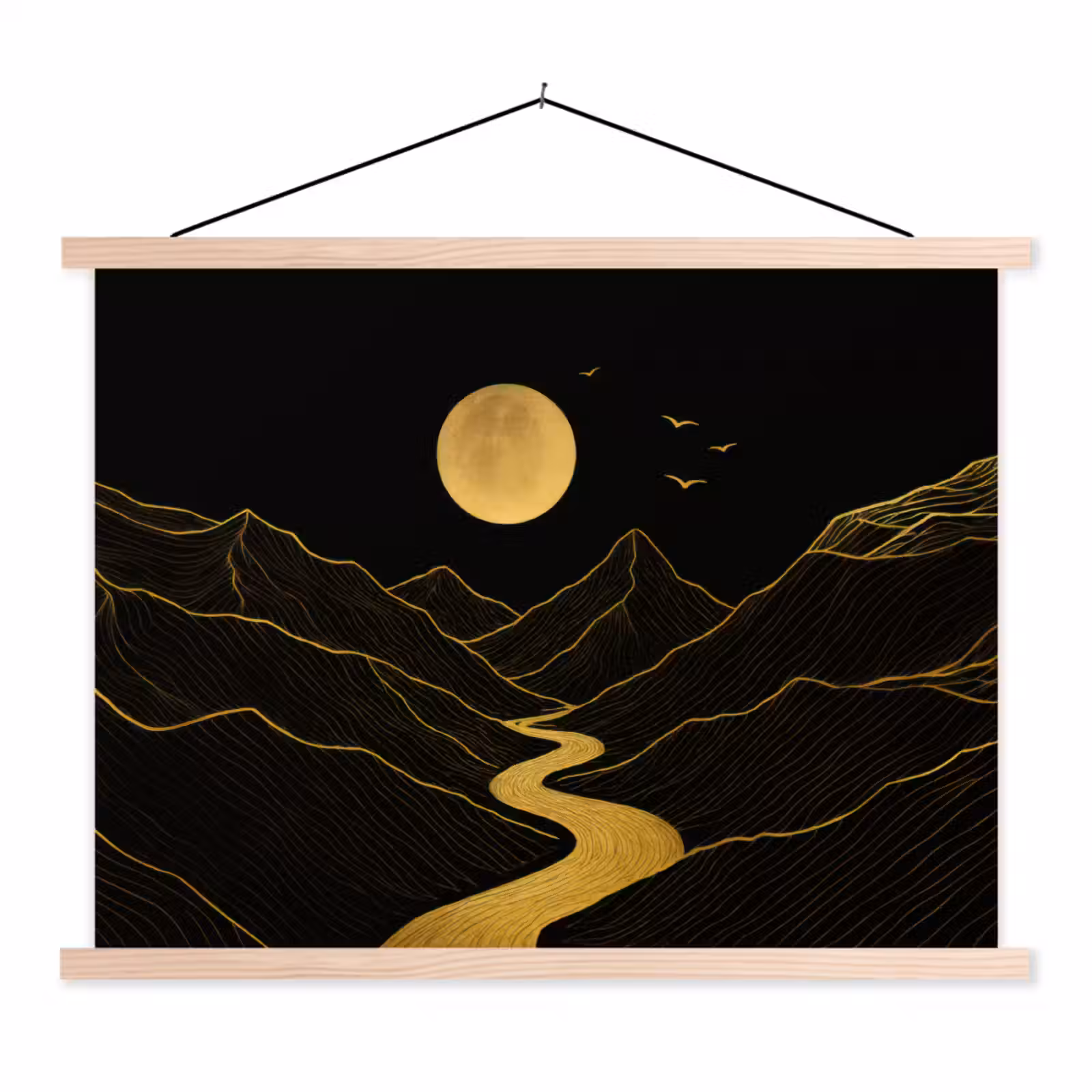 Schoolplaat - Rivier - Goud - Maan - Vogels — 1