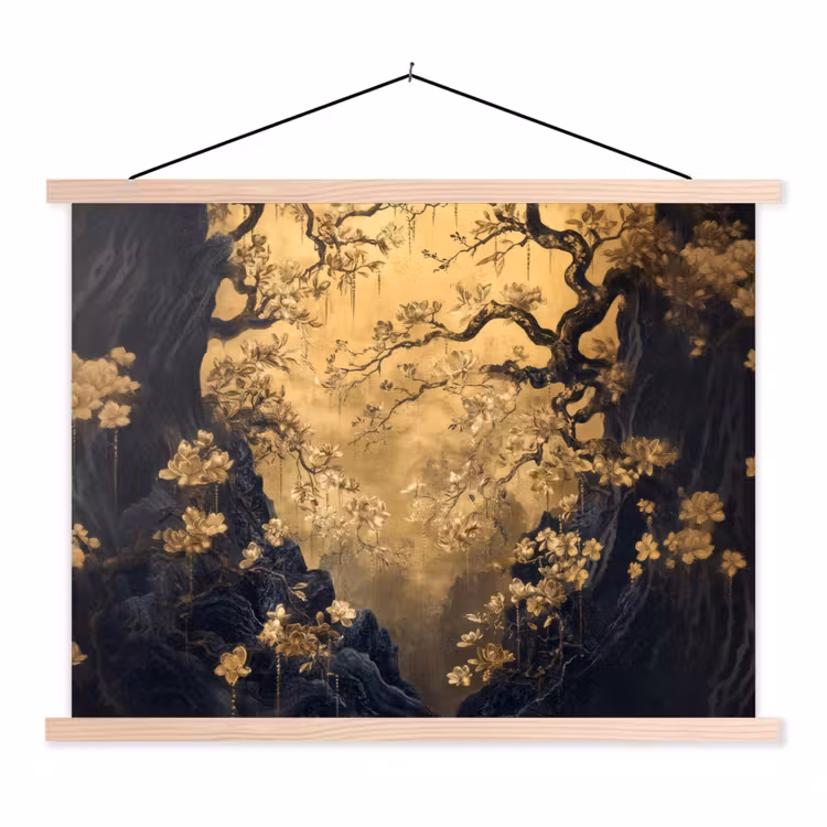 Schoolplaat - Bloemen - Takken - Goud - Sierlijk — 1