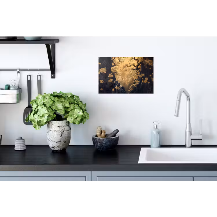 Muursticker - Bloemen - Takken - Goud - Sierlijk — 2