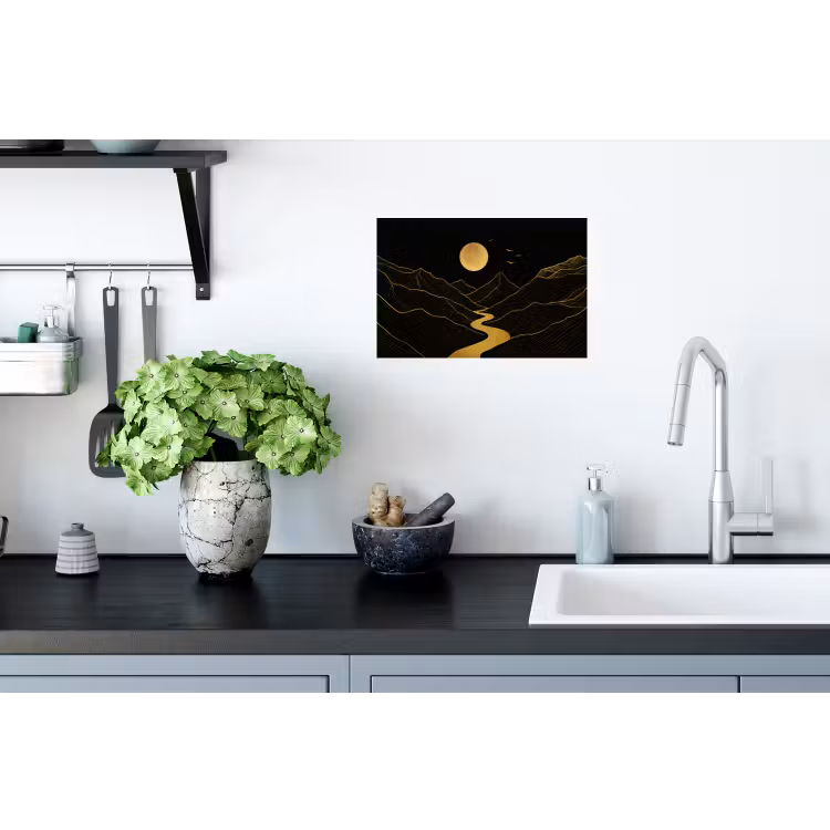 Muursticker - Rivier - Goud - Maan - Vogels — 2