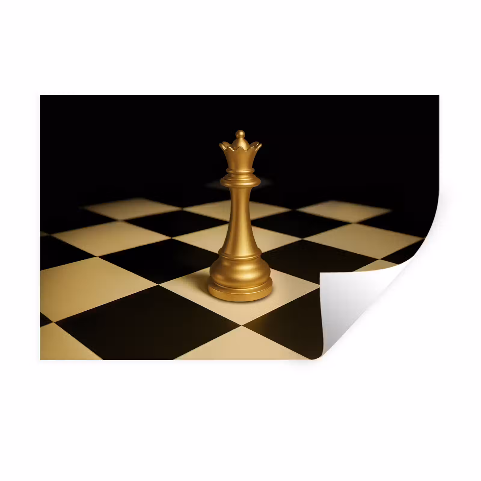 Muursticker - Koningin - Schaakstuk - Geblokt - Goud — 1