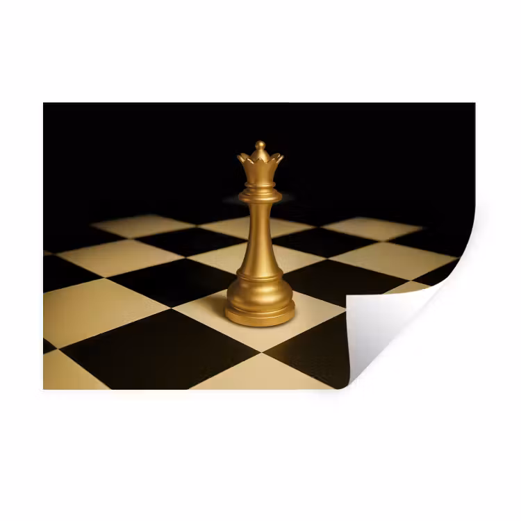 Muursticker - Koningin - Schaakstuk - Geblokt - Goud — 1