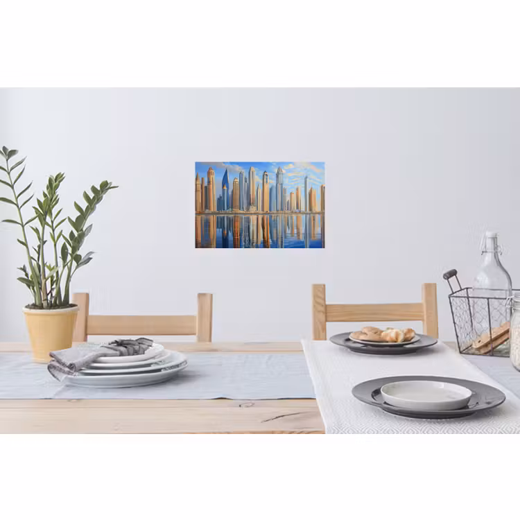 Muursticker - Skyline - Wolkenkrabbers - Water - Blauw — 3