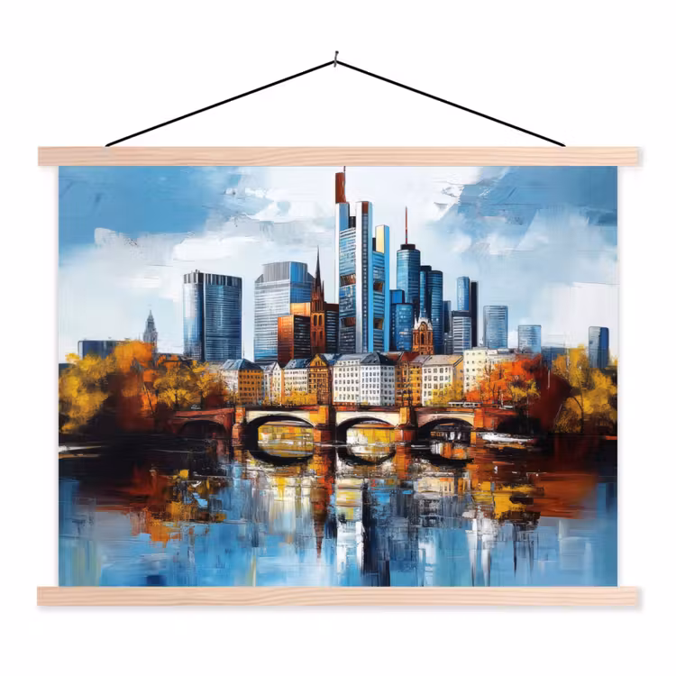 Schoolplaat - Bomen Frankfurt- Stad - Skyline - Brug — 1