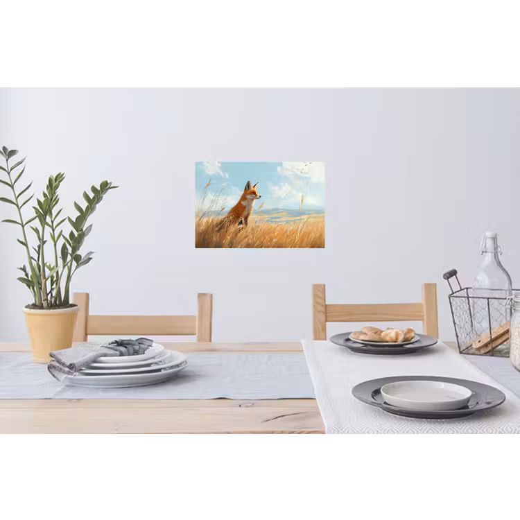 Muursticker - Vos - Gras - Wolken - Oranje — 3