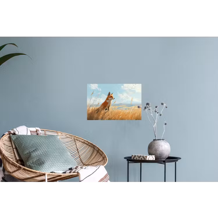 Muursticker - Vos - Gras - Wolken - Oranje — 4