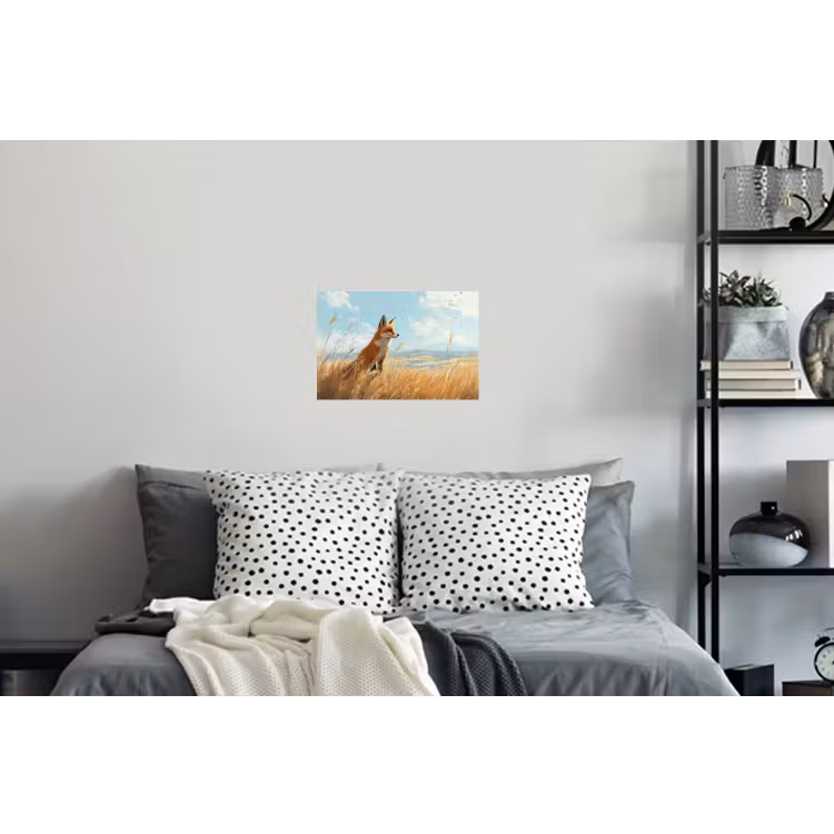Muursticker - Vos - Gras - Wolken - Oranje — 5