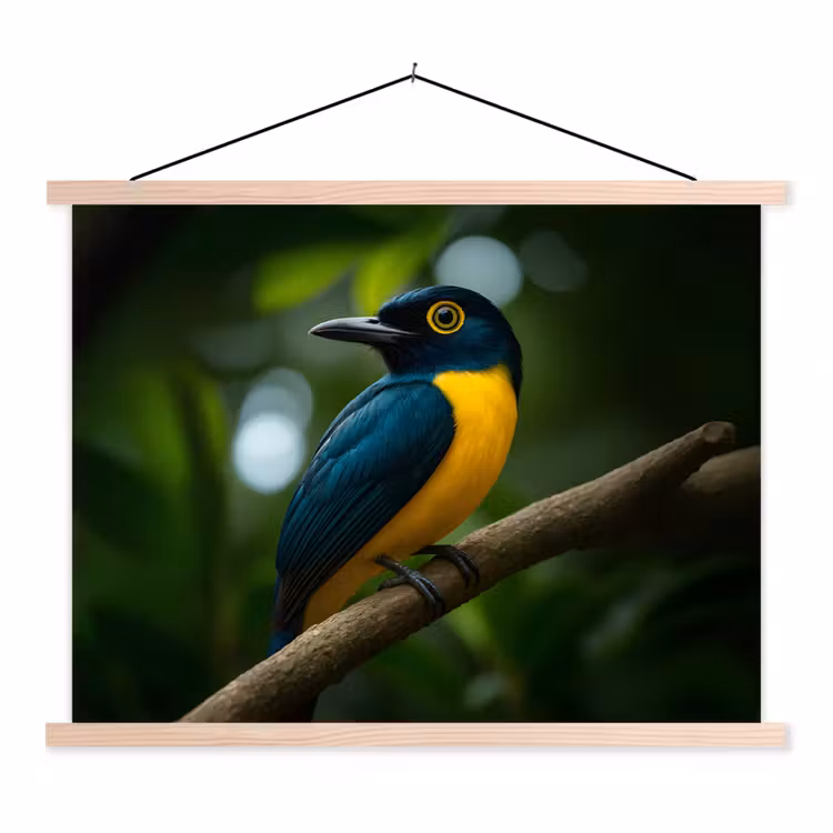 Schoolplaat - Vogel - Tak - Geel - Bladeren — 1