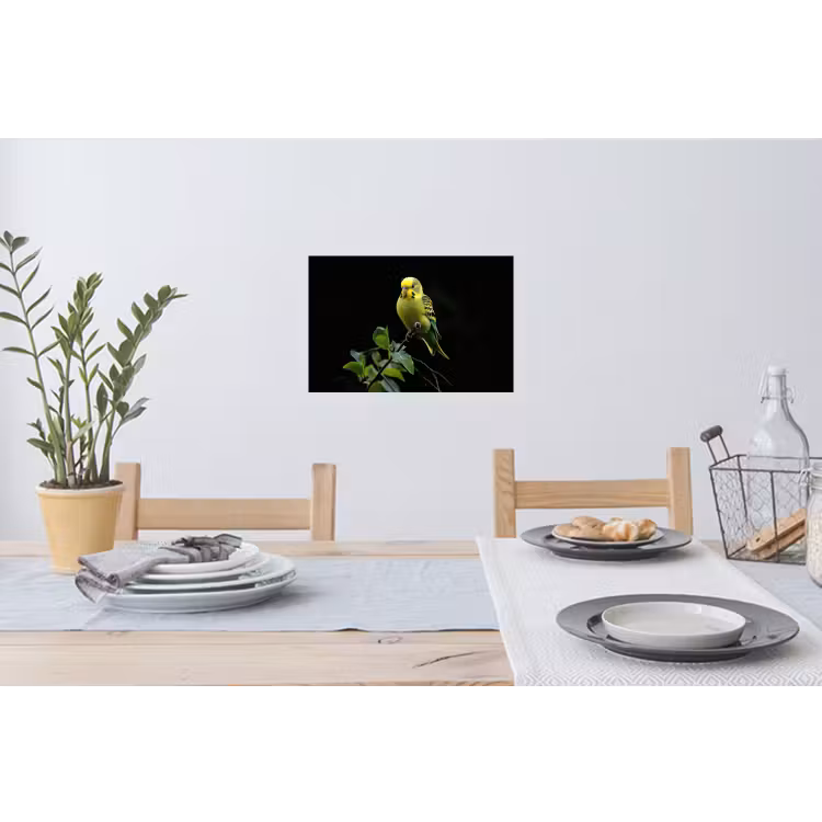 Muursticker - Parkiet - Tak - Bladeren - Geel — 3