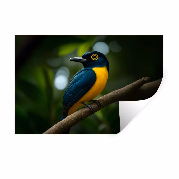 Muursticker - Vogel - Tak - Geel - Bladeren — 1