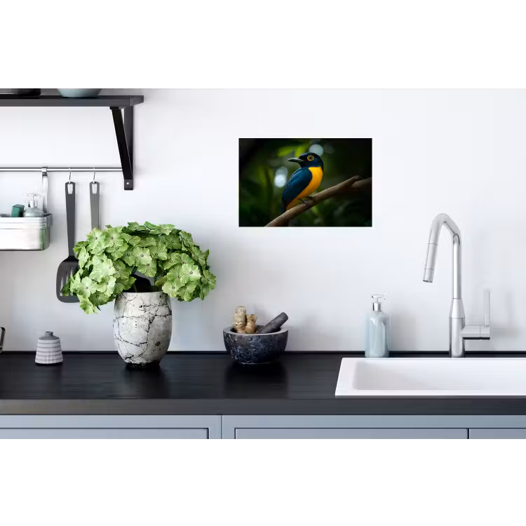 Muursticker - Vogel - Tak - Geel - Bladeren — 2