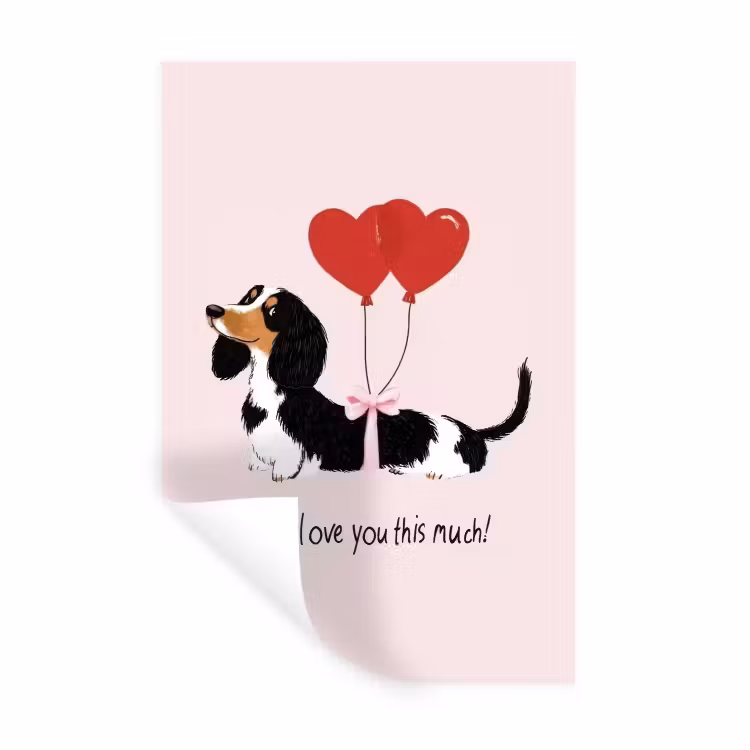 Muursticker - Hond - Teckel - Valentijn - Love — 1