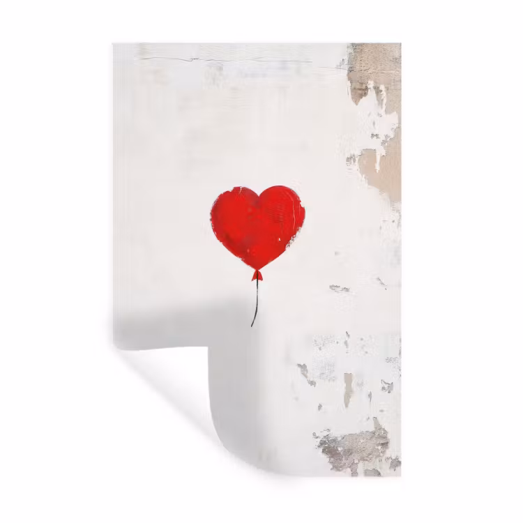 Muursticker - Ballon - Rood - Hart — 1