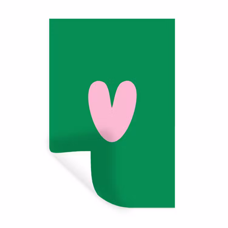 Muursticker - Groen - Hart - Minimalistisch - Valentijn — 1