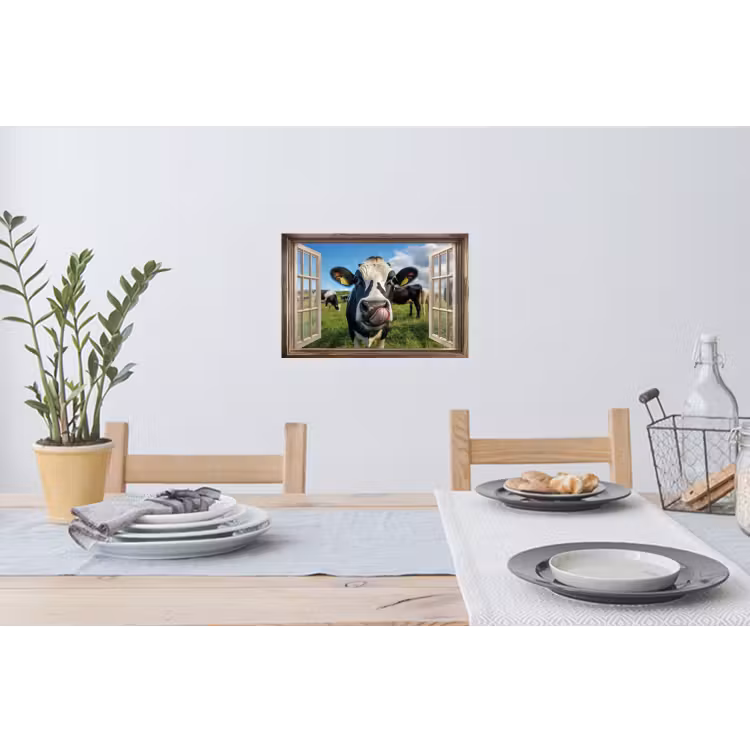 Muursticker - Doorkijk - Koe - Weiland - Dieren - Natuur — 3