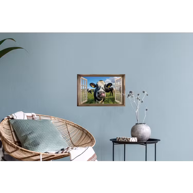 Muursticker - Doorkijk - Koe - Weiland - Dieren - Natuur — 4