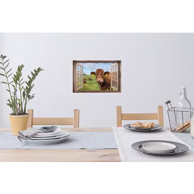 Muursticker - Doorkijk - Koe - Weiland - Landschap - Dieren — 3