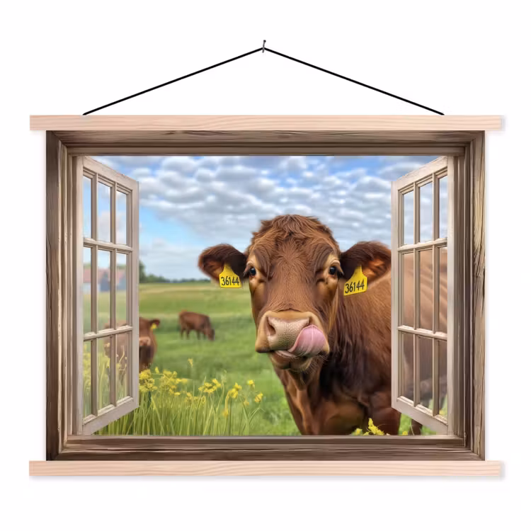 Schoolplaat - Doorkijk - Koe - Weiland - Landschap - Dieren — 1