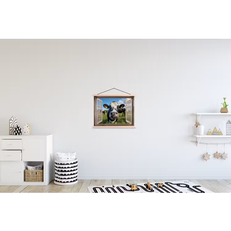 Schoolplaat - Doorkijk - Koe - Weiland - Dieren - Natuur — 3