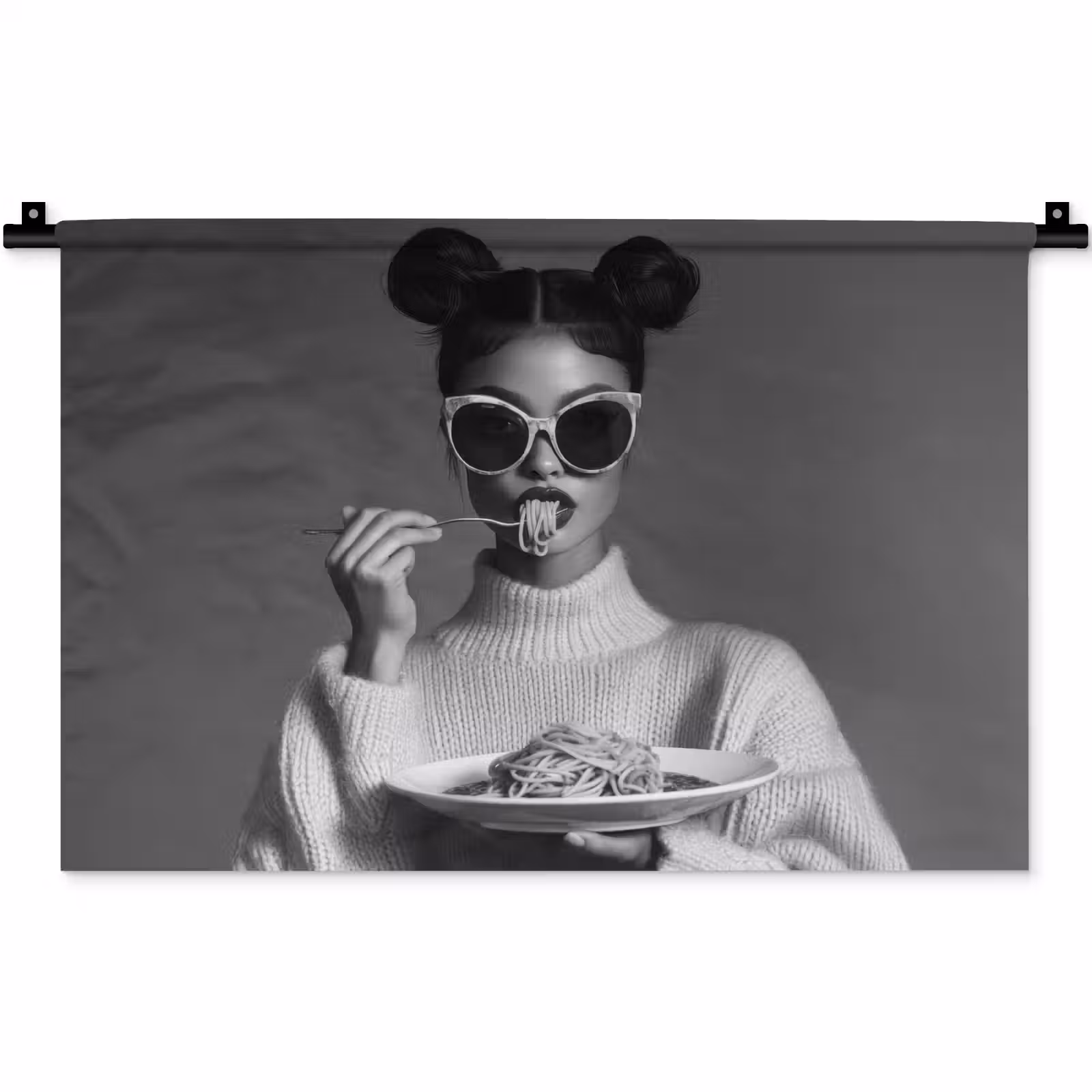 Wandkleed - Vrouw - Pasta - Zonnebril — 1
