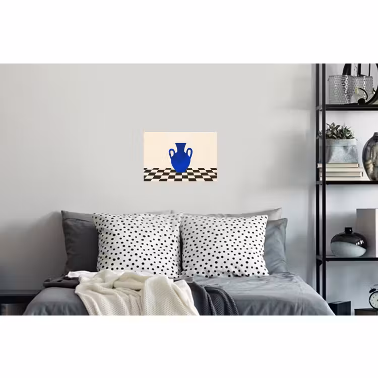 Muursticker - Vaas - Blauw - Geblokt - Modern — 5
