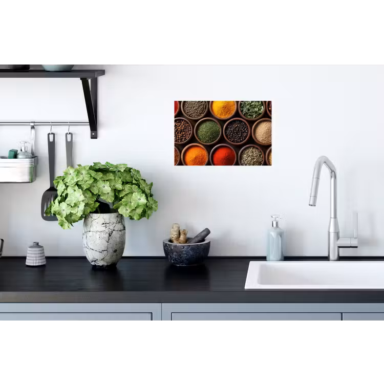 Muursticker - Bakjes - Hout - Kruiden - Kleurrijk — 2