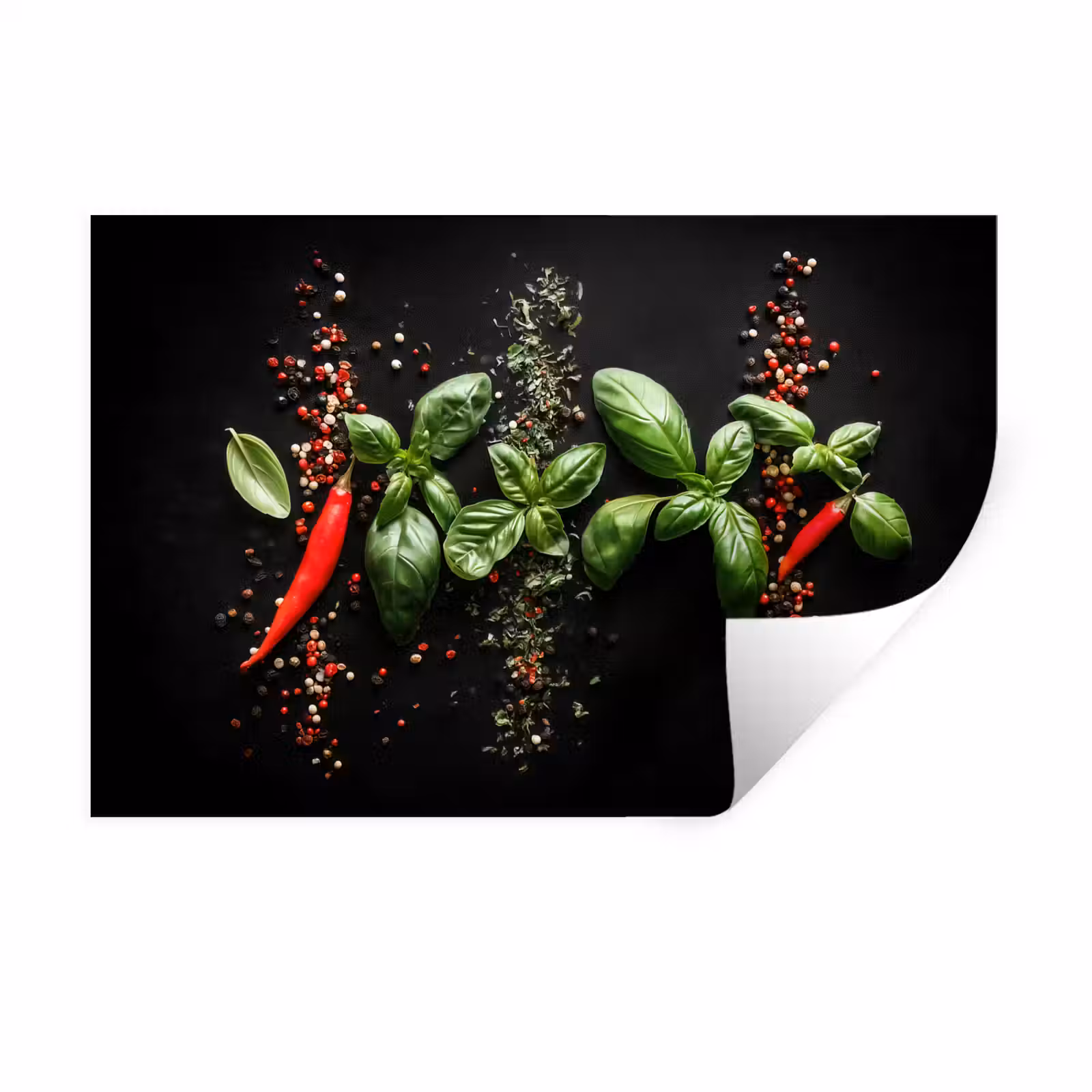 Muursticker - Chilipepers - Basilicum - Blaadjes - Rood — 1