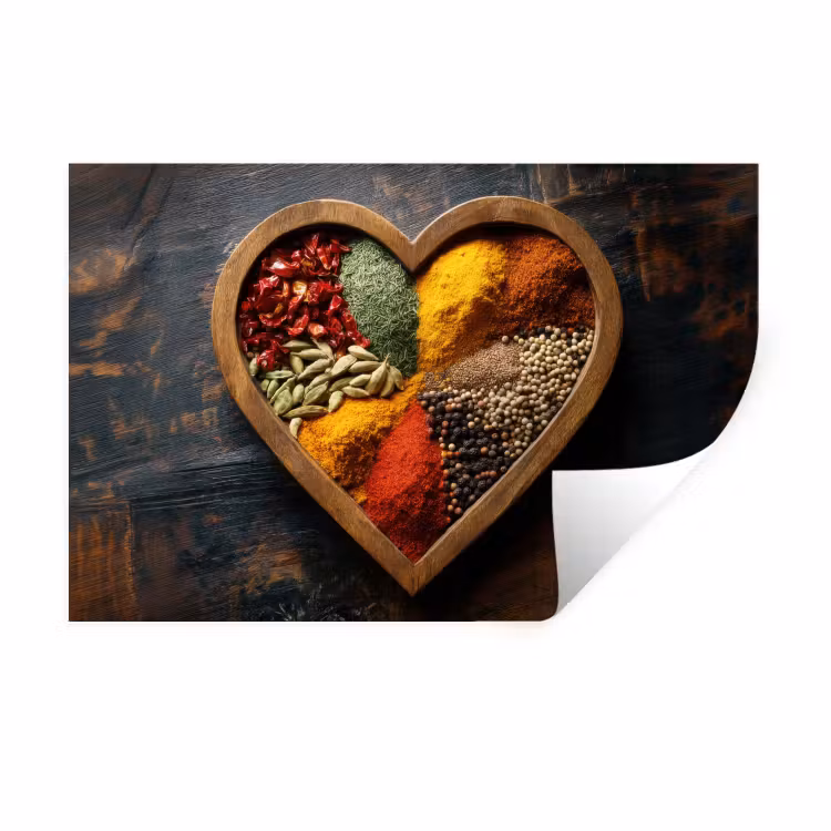 Muursticker - Houten - Hart - Kleurrijke - Specerijen