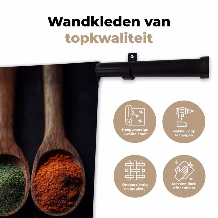Wandkleed - Houten - Lepels - Specerijen - Kruiden — 3
