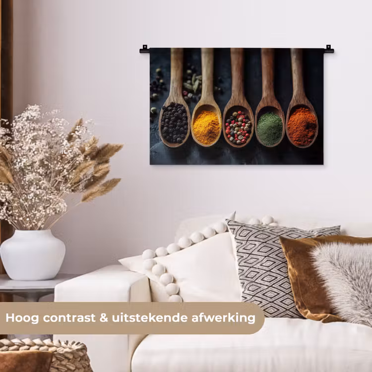 Wandkleed - Houten - Lepels - Specerijen - Kruiden — 4