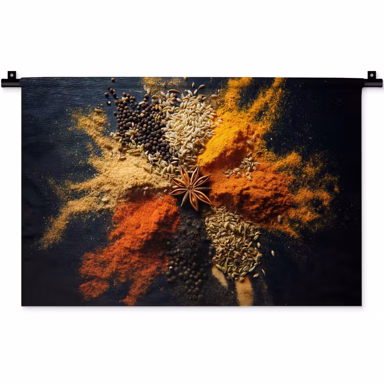 Wandkleed - Specerijen - Explosie - Oranje