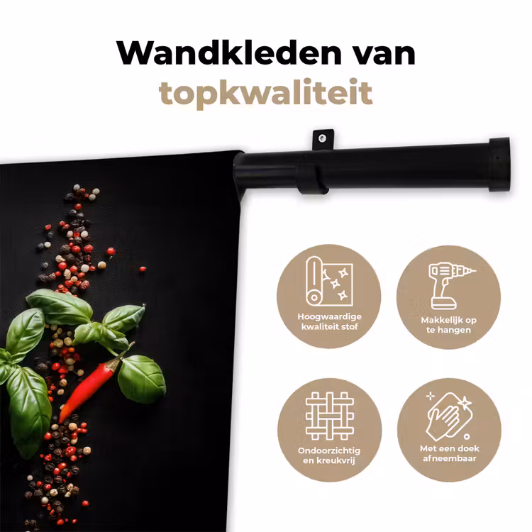 Wandkleed - Chilipepers - Basilicum - Blaadjes - Rood — 3