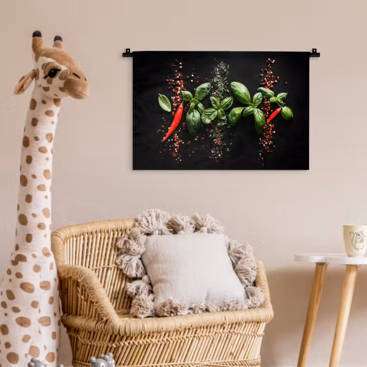 Wandkleed - Chilipepers - Basilicum - Blaadjes - Rood — 5