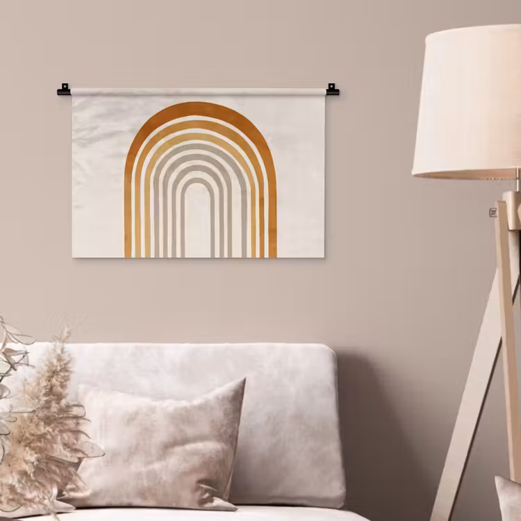 Wandkleed - Minimalistisch - Boog - Lijnen - Beige — 2